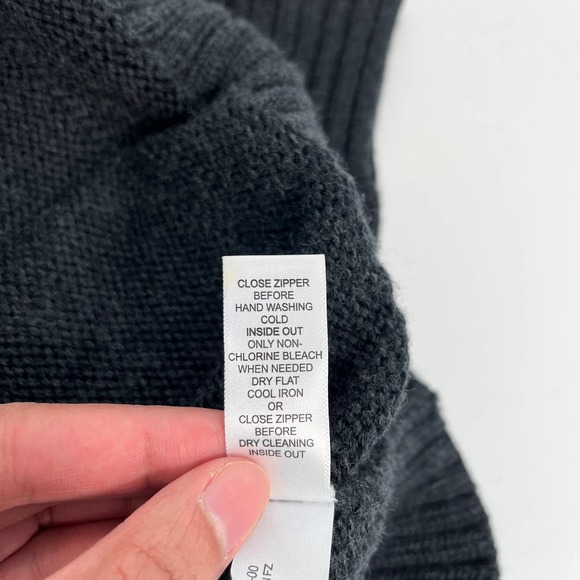 Banana Republic Men XL Merino Wool Blend Thick Knit Sweater Jacket Full Zip Gray - Picture 10 of 12